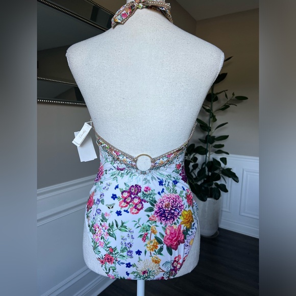 CAMILLA RING DETAIL PLUNGE V ONE PIECE, PLUMES AND PARTERRES SZ S 429$ - Picture 8 of 12